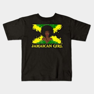 Jamaican Black Woman Jamaica Afro Girl Pride Kids T-Shirt